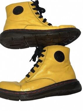 Rieker Antistress Yellow Patent Lace-Up Boots